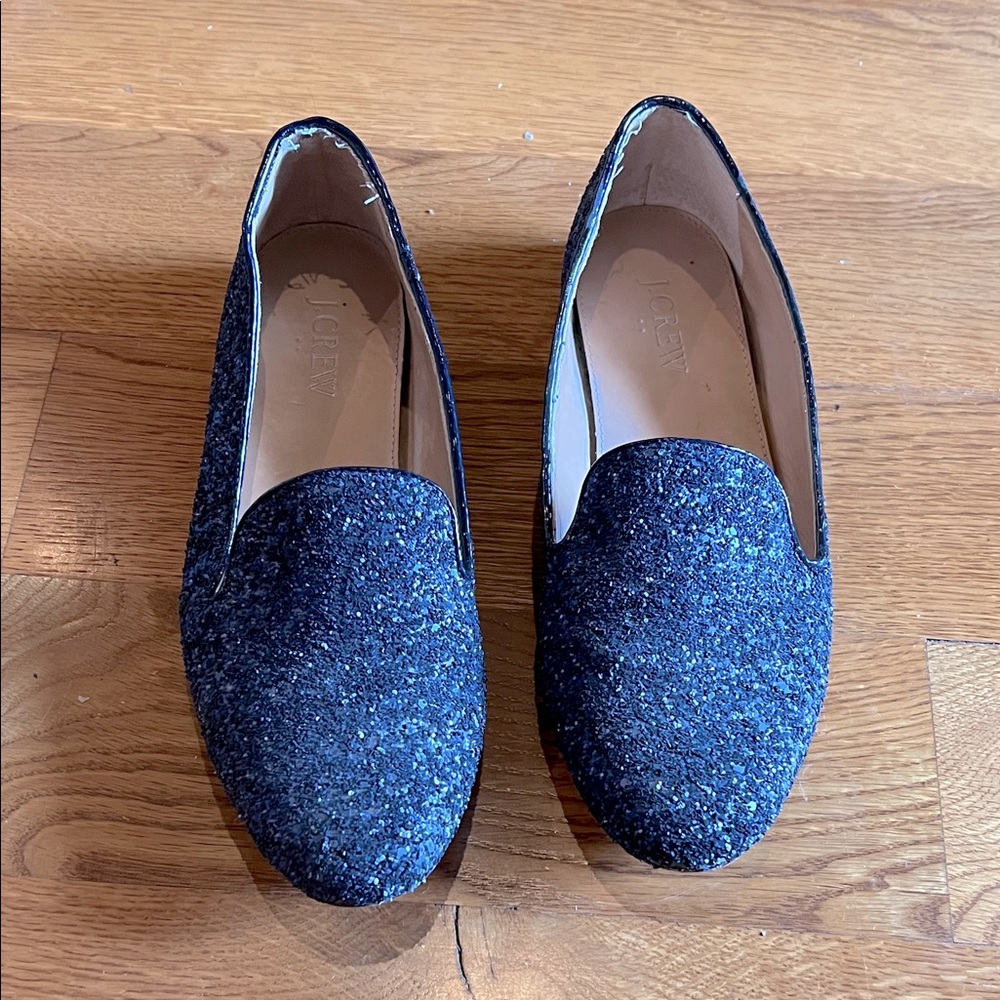 J. Crew Glittery Blue Loafers Sz 8